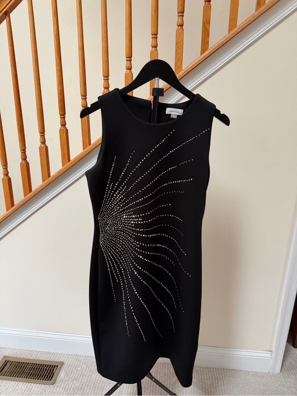 Calvin Klein Black Crystal-Embellished Mini Sheath Dress